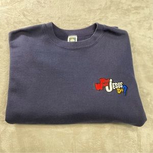 Vintage What Would Jesus Do? Sweater Crewneck Mens Sz XL USA Made